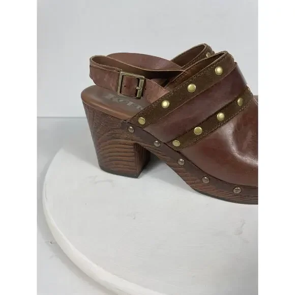 orks Women's Brown Leather Clog Heel Size 8M Q42923 - Picture 9 of 9
